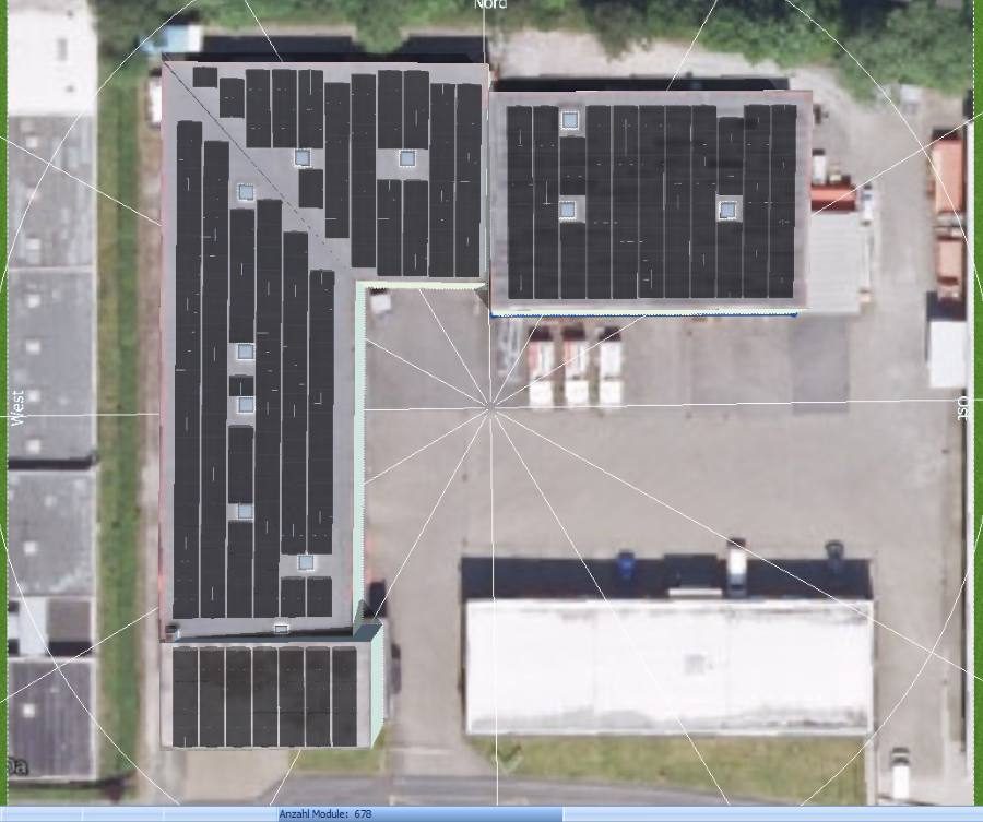 Gewerbliche Solaranlage auf einem Flachdach